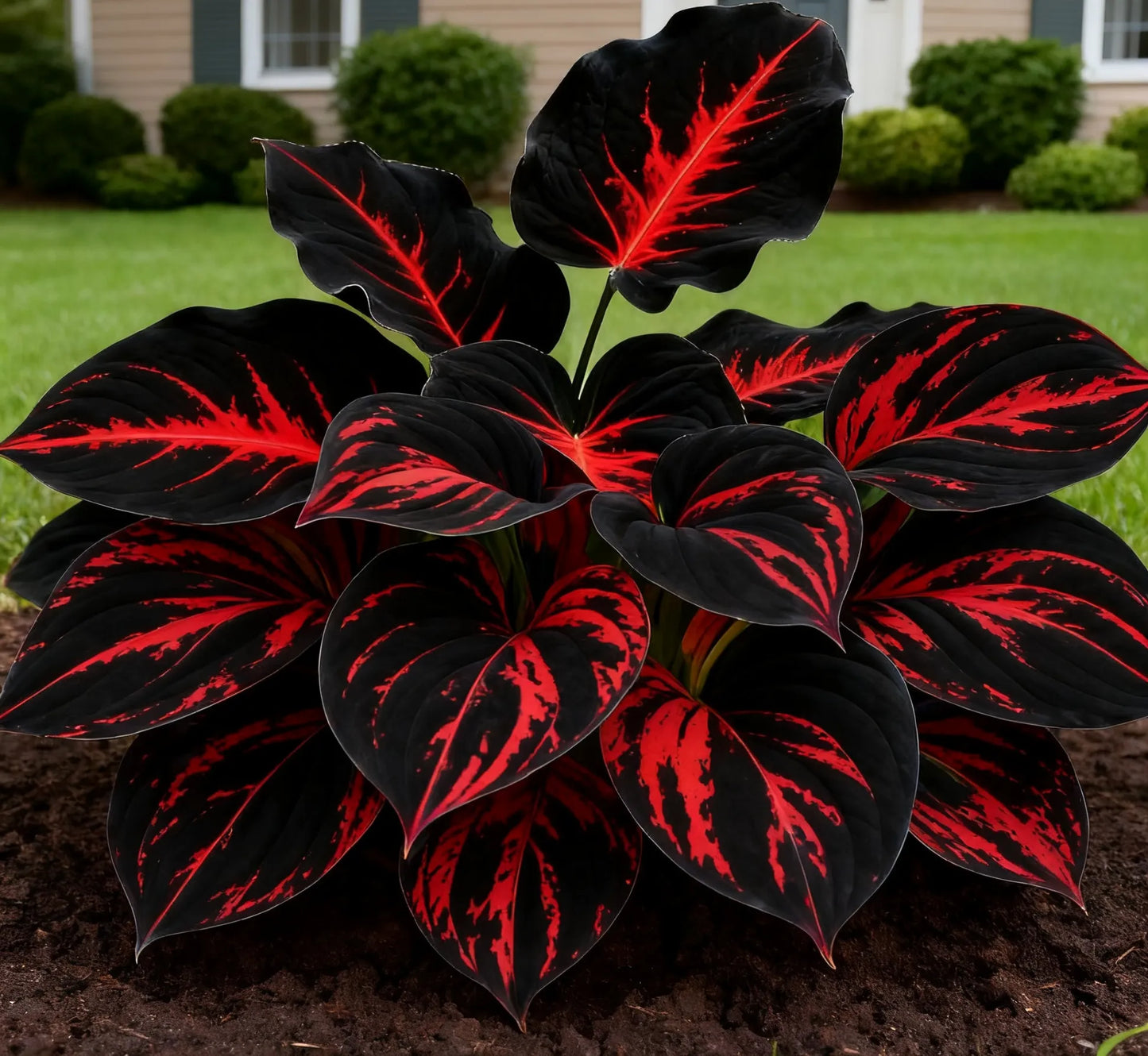 🔥🖤flame black red rare hosta flower seeds + 100 grams organic pot mix free 🎁2025 special offer